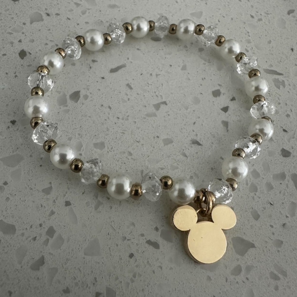 disney mickey mouse gold pearl bracelet